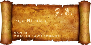 Feje Miletta névjegykártya